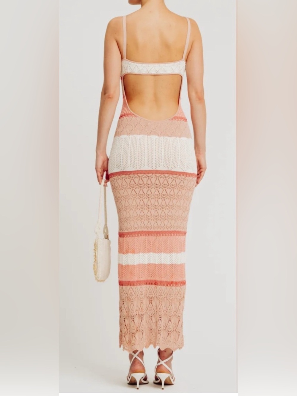 Torn by Ronny Kobo Striped Knit Halter Maxi Dress in Pink & White - Picture 2 of 10